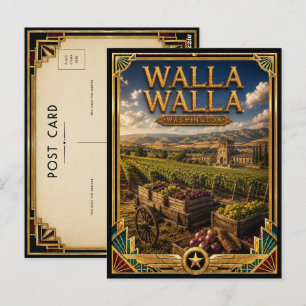 Cartão Postal Walla Walla Washington Arte Deco Vintage Idade Dou