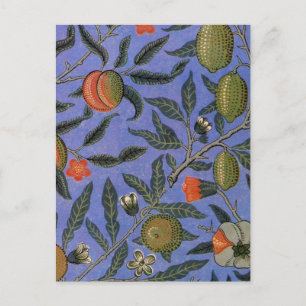 Cartão Postal Wallpaper colorido azul William Morris Pomegranate