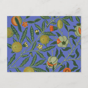 Cartão Postal Wallpaper colorido azul William Morris Pomegranate