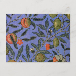 Cartão Postal Wallpaper colorido azul William Morris Pomegranate