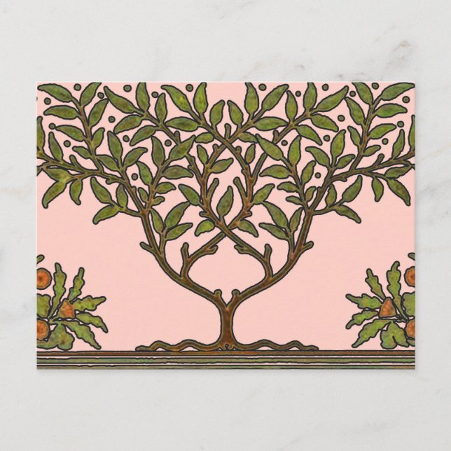 Cartão Postal Wallpaper Floral William Morris Tree Frieze (Frente)