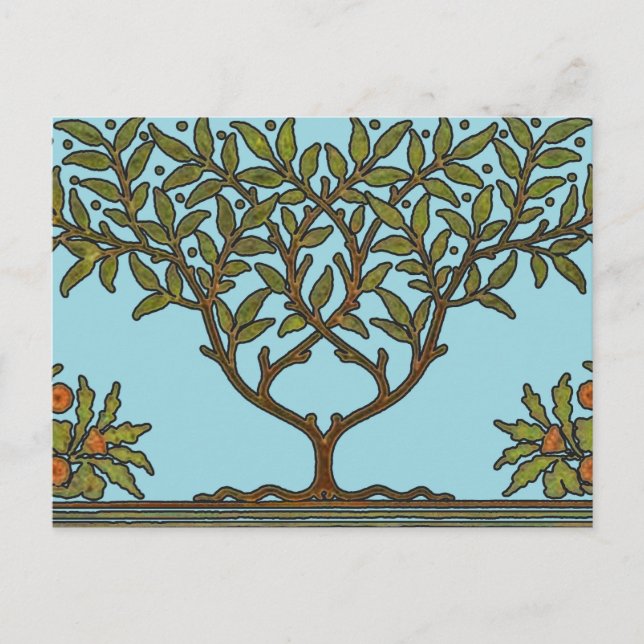 Cartão Postal Wallpaper Floral William Morris Tree Frieze (Frente)