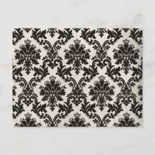 Cartão Postal Wallpaper Vintage Black and White Damask