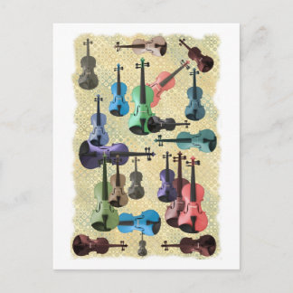 Cartão Postal Wallpaper violin multicolorido