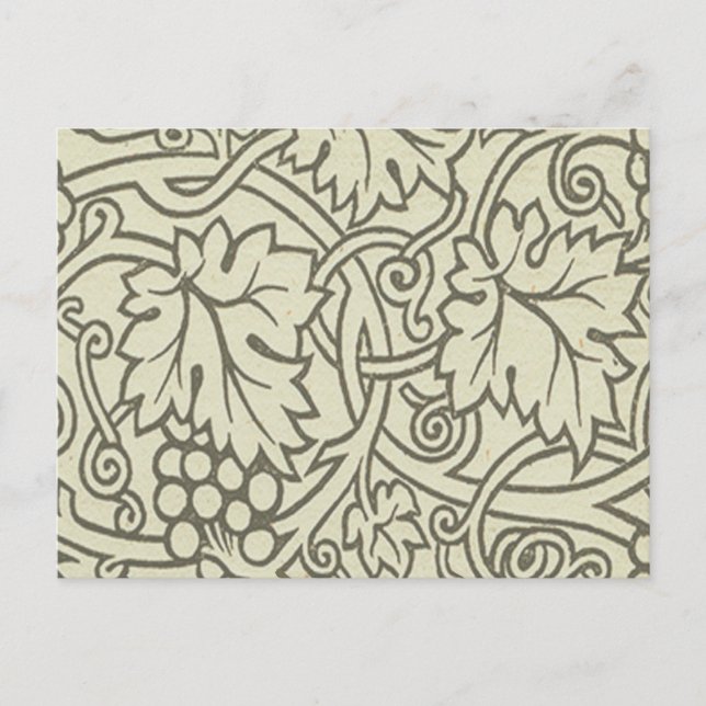 Cartão Postal Wallpaper William Morris Grapevine Sage (Frente)
