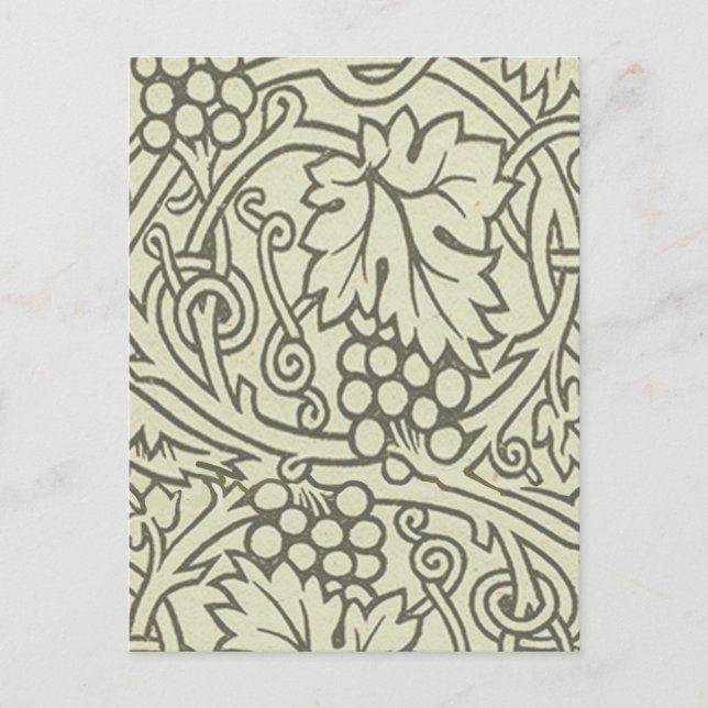 Cartão Postal Wallpaper William Morris Grapevine Sage (Frente)
