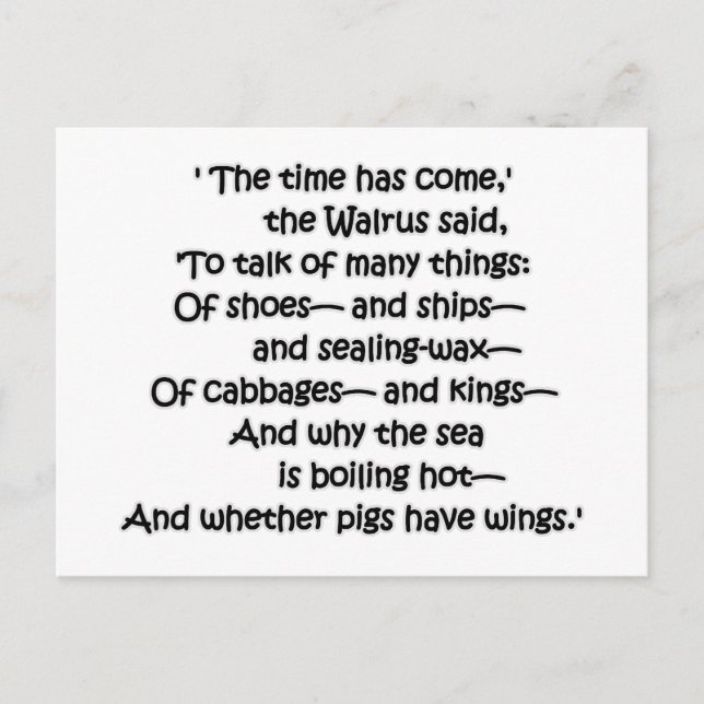 Cartão Postal Walrus Cabbages (Frente)