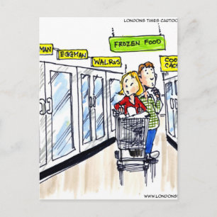 Cartão Postal Walrus Frozen Comida Section Funny