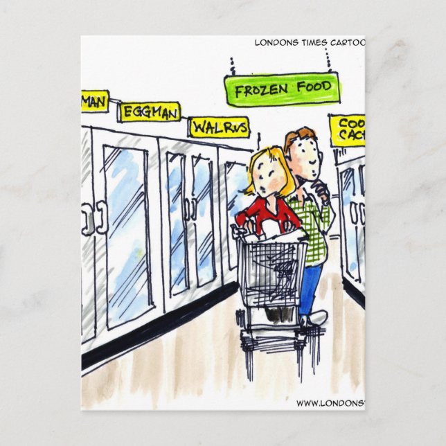 Cartão Postal Walrus Frozen Comida Section Funny (Frente)