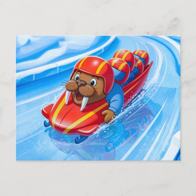 Cartão Postal Walrus Racing Down the Track in a Fast Bobsleigh R (Frente)