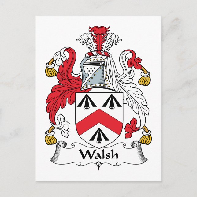 Cartão Postal Walsh Family Crest (Frente)