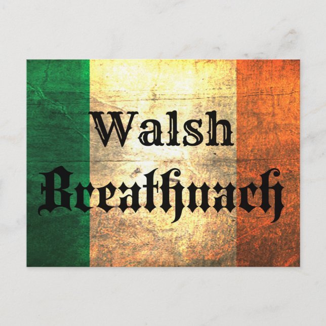 Cartão Postal Walsh Irish Flag (Frente)