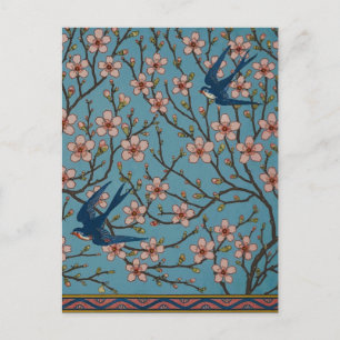 Cartão Postal Walter Crane Almond Blossom & Swallow