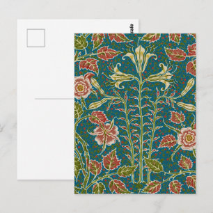 Cartão Postal Walter Crane Antiga Floral de Lírio e Rosa