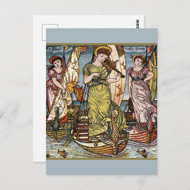 Cartão Postal Walter Crane Navios, Senhoras Graciosas, Art Nouve (Frente/Verso)