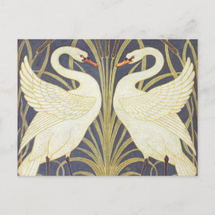 Cartão Postal Walter Crane Swan, Íris e Junco Art Nouveau