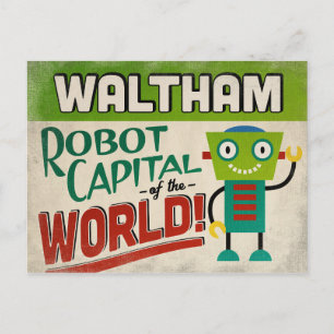 Cartão Postal Waltham Massachusetts Robot - Funny Vintage