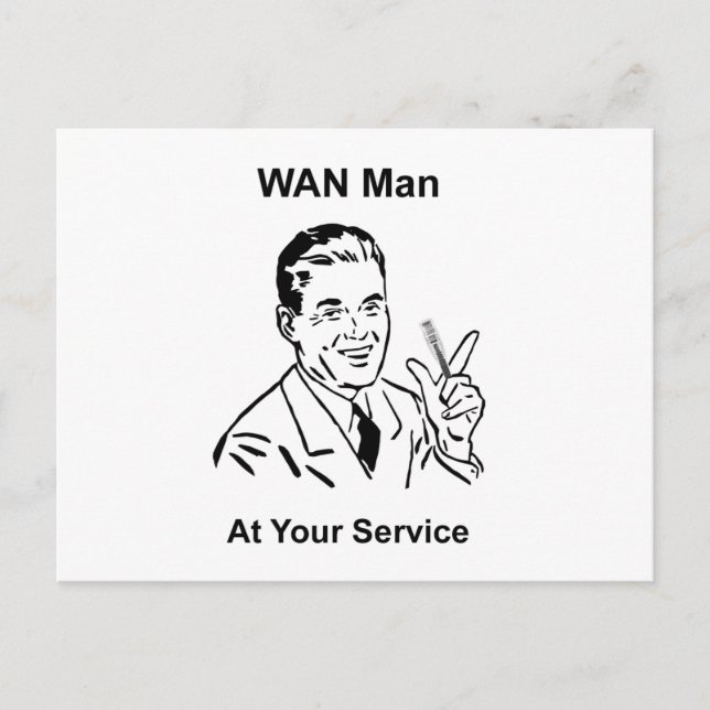 Cartão Postal WAN Man On Your Service Retro Tech (Frente)