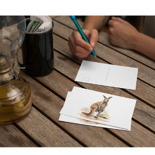 Cartão Postal Wanderer de Outback: Watercolor Kangaroo