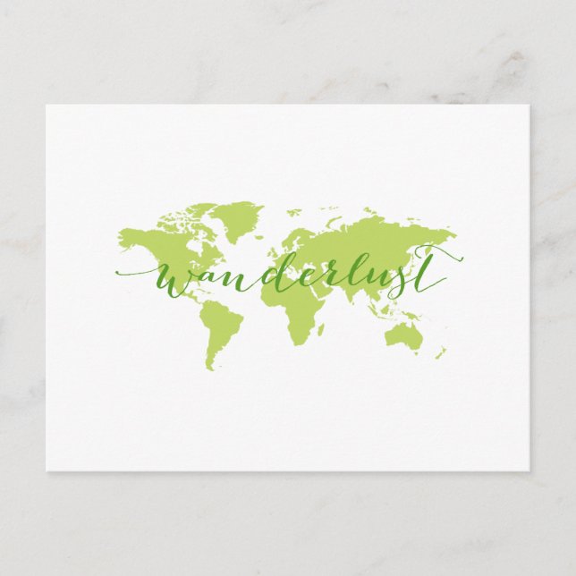 Cartão Postal Wanderlust, mapa mundial (Frente)