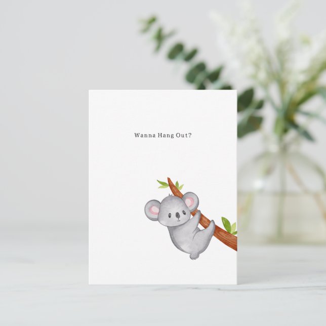 Cartão Postal Wanna Hang Out Koala Bear Illustration (Em pé/Frente)