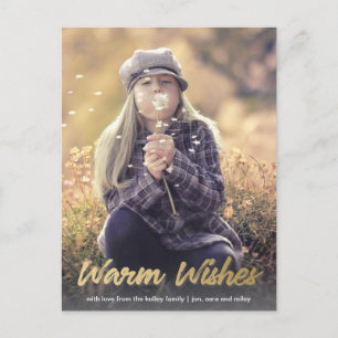 Cartão Postal Warm Deseja Foto de Feriado Vertical com Script Do