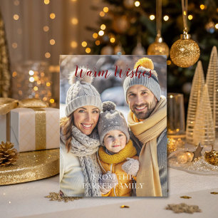 Cartão Postal Warm Deseja Foto Única de Script Vermelho