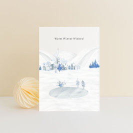 Cartão Postal Warm Winter Wishes Winter Village Cute Mice