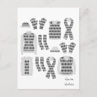 Warm Wish Argyle Patterno Items Postcard - Cinzas