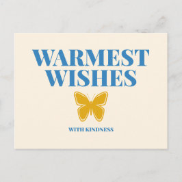 Cartão Postal Warmest Wishes with Kindness Typography Postcard