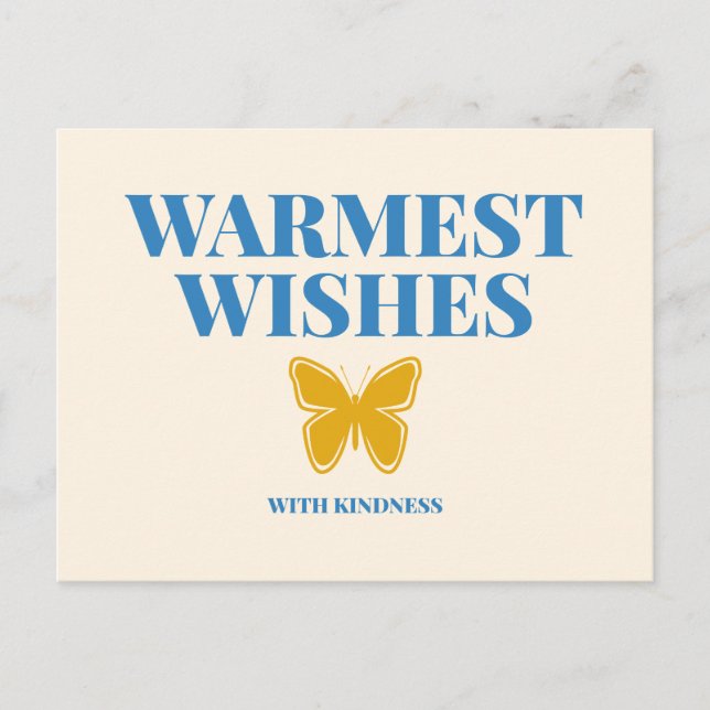 Cartão Postal Warmest Wishes with Kindness Typography Postcard (Frente)
