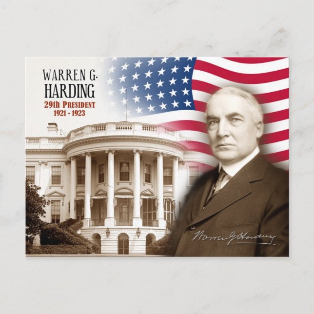Cartão Postal Warren G. Harding - 29º Presidente dos EUA (Frente)