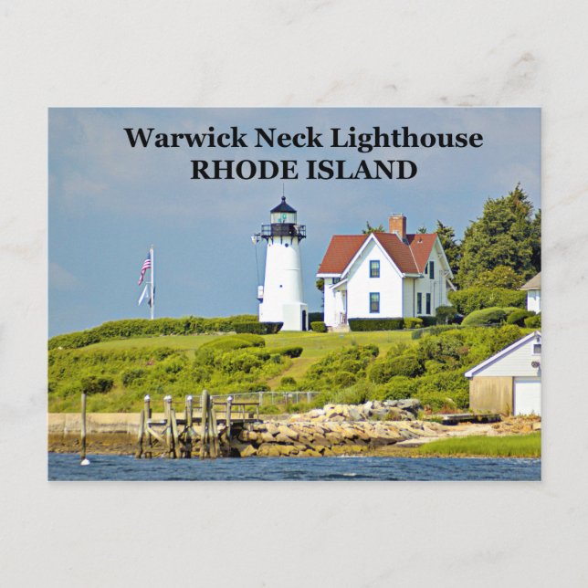 Cartão Postal Warwick Neck Lighthouse, Cartão-postal Rhode Islan (Frente)