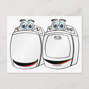 Cartão Postal Washer Dryer Cartoon