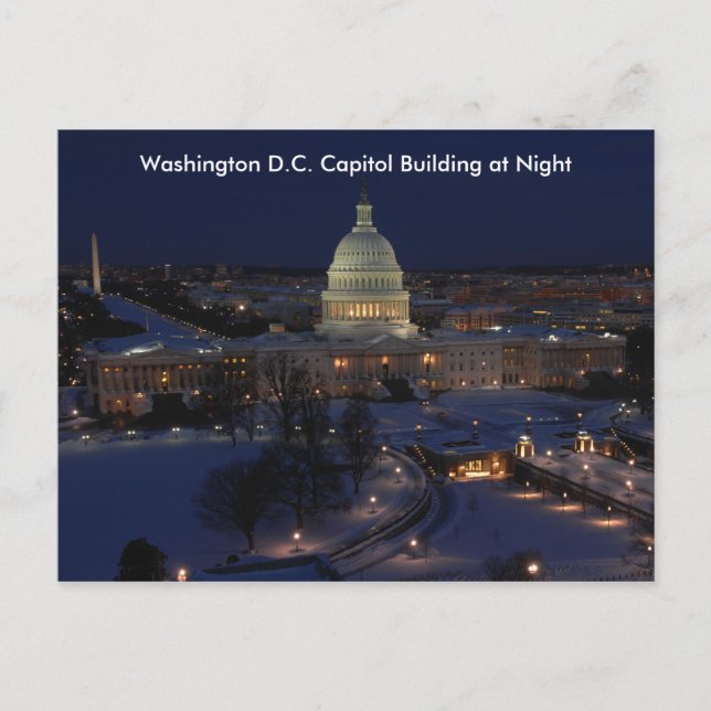 Cartão Postal Washington D.C. Capitol Building in Winter Night (Frente)