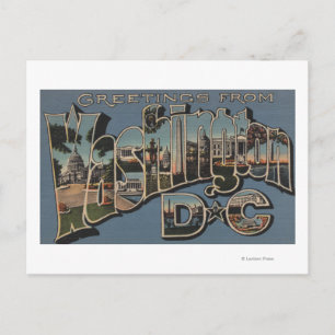 Cartão Postal Washington D. C. - Cenas com Letra Grande