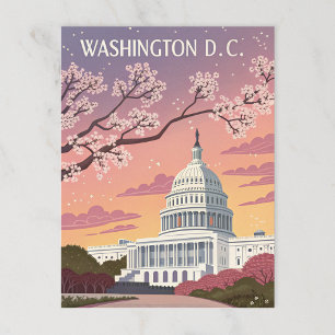 Cartão Postal Washington D.C.: Flores de Cereja no Capitólio