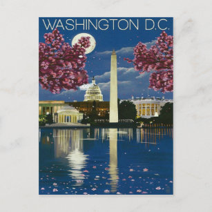 Cartão Postal Washington DC à noite, Casa Branca, primavera