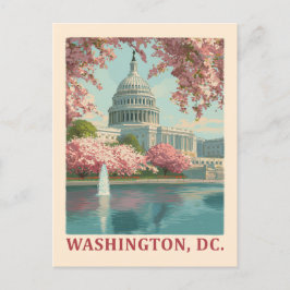 Cartão Postal Washington DC - Cherry Blossoms & Capitol Building