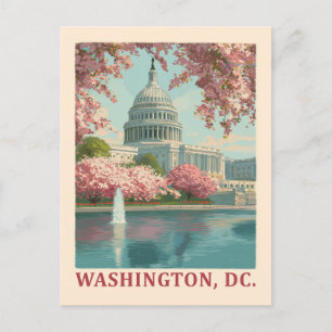 Cartão Postal Washington DC - Cherry Blossoms & Capitol Building