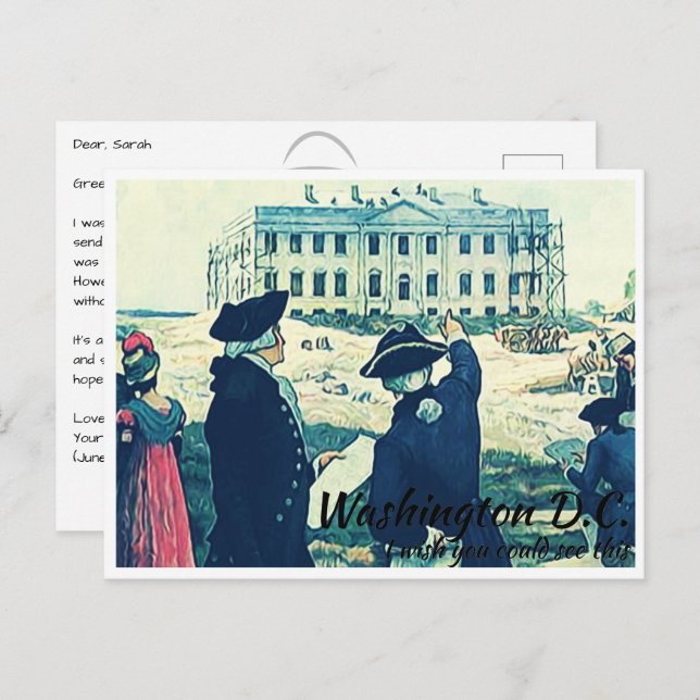 Cartão Postal Washington DC Construindo a Casa Branca (Frente/Verso)