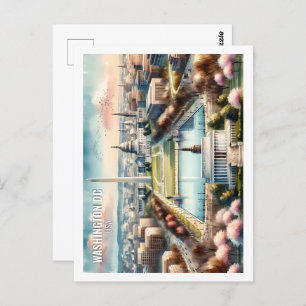 Cartão Postal Washington DC EUA Famoso Viagem Place aquarela
