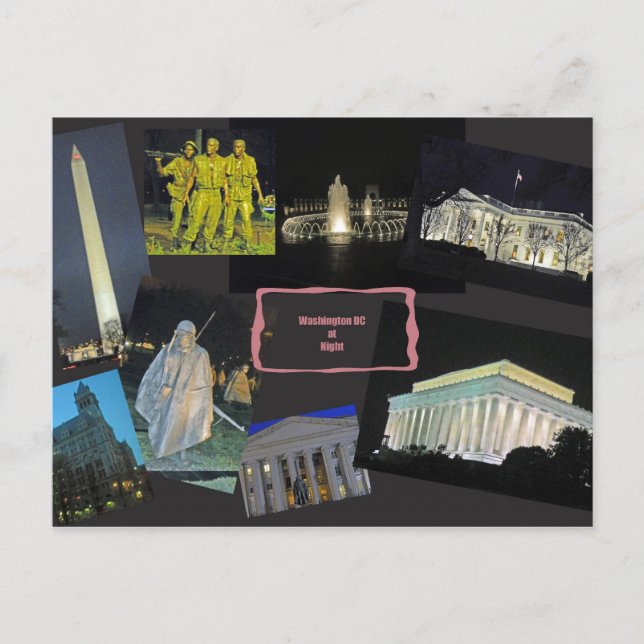 Cartão Postal Washington DC Monuments at Night (Frente)