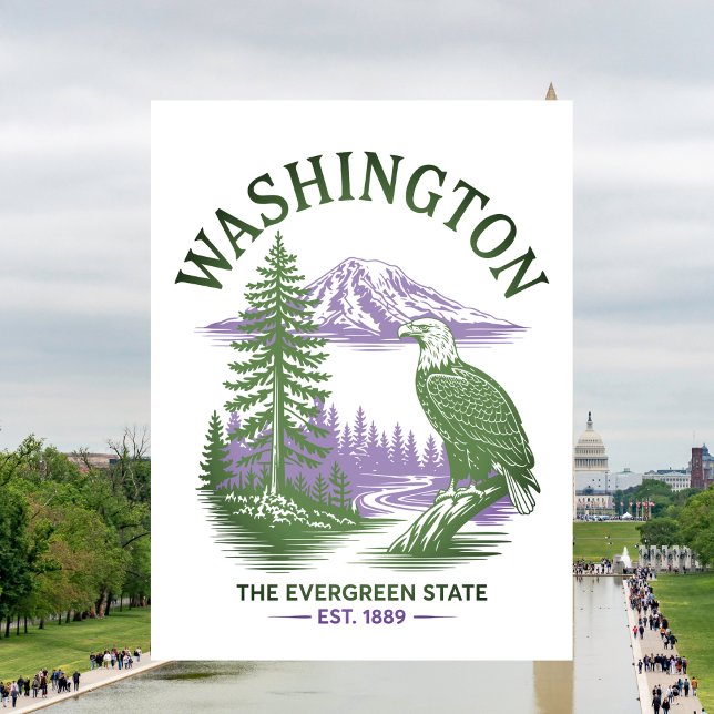 Cartão Postal Washington Evergreen State Travel (Washington Evergreen State Travel Postcard
)