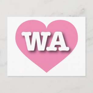 Cartão Postal Washington Pink Heart - Eu amo WA