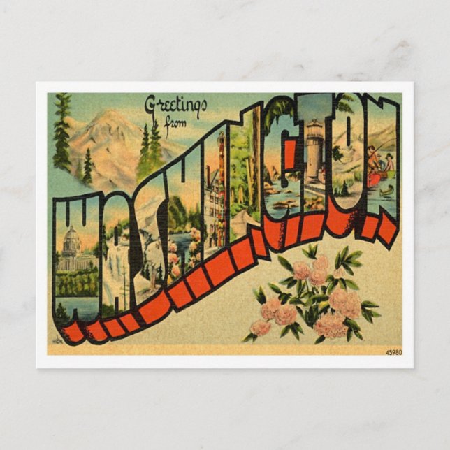 Cartão Postal Washington Saudações Dos Estados Unidos (Frente)