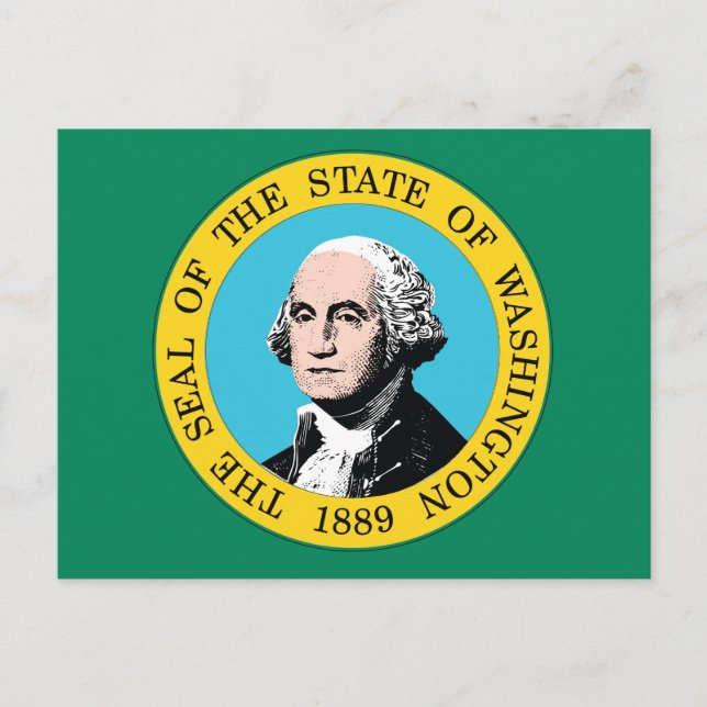 Cartão Postal Washington State Flag Green Field Portrait 1889 (Frente)