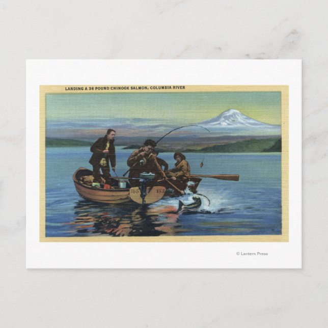 Cartão Postal Washington - Vista dos Pescadores Pegando Salmão (Frente)