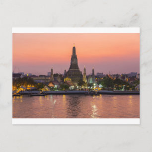 Cartão Postal Wat Arun Temple Bangkok Tailândia no pôr do sol