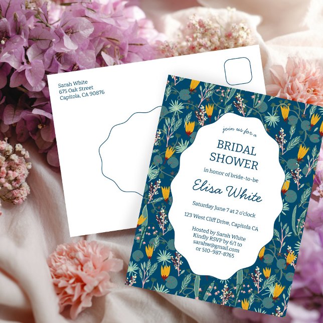 Cartão Postal Water Garden Floral Bridal ShowerCUSTOM Invitation (Water Garden Floral Bridal Shower CUSTOM Invitation Postcard
)